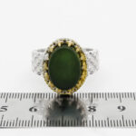 انگشتر یشم نقره مردانه طرح دور طلایی یاسین - Image 2