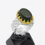 انگشتر یشم نقره مردانه طرح دور طلایی یاسین - Image 3