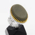 انگشتر یشم نقره مردانه طرح دور طلایی رضوان - Image 2