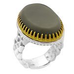 انگشتر یشم نقره مردانه طرح دور طلایی رضوان