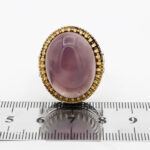 انگشتر عقیق کبود نقره مردانه طرح دور طلایی میثم - Image 2