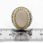 انگشتر عقیق کبود نقره مردانه طرح دور طلایی یا حسین (ع) - Image 4