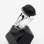 انگشتر عقیق مشکی نقره مردانه طرح سلیمان - Image 3