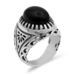 انگشتر عقیق مشکی نقره مردانه طرح شهریار