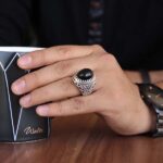 انگشتر عقیق مشکی نقره مردانه طرح شهریار - Image 4