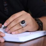 انگشتر عقیق مشکی نقره مردانه طرح شهریار - Image 5