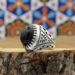 انگشتر عقیق مشکی نقره مردانه طرح شهریار - Image 2