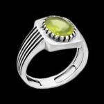 انگشتر زبرجد الماس تراش نقره مردانه طرح کیوان - Image 5