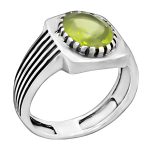 انگشتر زبرجد الماس تراش نقره مردانه طرح کیوان