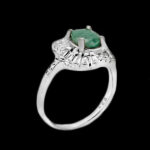 انگشتر زمرد الماس تراش نقره زنانه طرح تینوش - Image 4