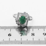 انگشتر زمرد الماس تراش نقره زنانه طرح تینوش - Image 2