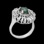 انگشتر زمرد الماس تراش نقره زنانه طرح سینور - Image 4