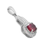 گردنبند یاقوت سرخ الماس تراش نقره زنانه طرح ریحان