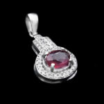 گردنبند یاقوت سرخ الماس تراش نقره زنانه طرح ریحان - Image 3