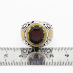 انگشتر گارنت الماس تراش نقره مردانه طرح دورطلایی کیارش - Image 4