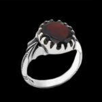 انگشتر گارنت الماس تراش نقره مردانه طرح حمد