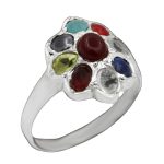 انگشتر چند سنگ نقره زنانه دست ساز طرح مایان + حرز امام جواد (ع)