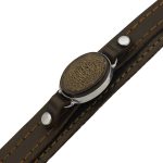 دستبند عقیق مشکی نقره چرم طبیعی مشکی دو لایه مردانه و زنانه طرح آیت الکرسی + حرز امام جواد (ع)