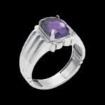 انگشتر آمیتیست الماس تراش نقره مردانه طرح کاوه