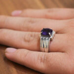 انگشتر آمیتیست الماس تراش نقره مردانه طرح کاوه - Image 4