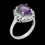 انگشتر آمیتیست الماس تراش نقره زنانه طرح جانان