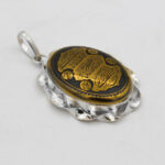 گردنبند حدید صینی نقره طرح پیچک "آیت الکرسی" + حرز امام جواد (ع) + تربت امام حسین (ع) - Image 4