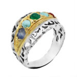 انگشتر چند سنگ نقره دست ساز مردانه طرح فالق