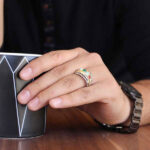 انگشتر چند سنگ نقره دست ساز مردانه طرح فالق - Image 5