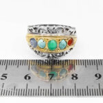 انگشتر چند سنگ نقره دست ساز مردانه طرح فالق - Image 2