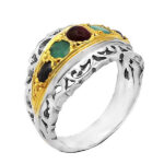 انگشتر چند سنگ نقره دست ساز مردانه طرح فرابین