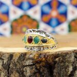 انگشتر چند سنگ نقره دست ساز مردانه طرح فرابین - Image 2