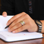 انگشتر چند سنگ نقره دست ساز مردانه طرح فرابین - Image 4