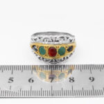 انگشتر چند سنگ نقره دست ساز مردانه طرح فرابین - Image 5