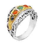 انگشتر چند سنگ نقره دست ساز مردانه طرح فرابرز