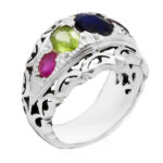 انگشتر چند سنگ نقره دست ساز مردانه طرح فاخر سرواد