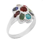 انگشتر چند سنگ نقره زنانه دست ساز طرح شریفا + حرز امام جواد (ع)