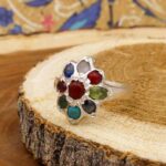 انگشتر چند سنگ نقره زنانه دست ساز طرح شریفا + حرز امام جواد (ع) - Image 2