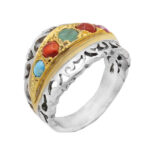 انگشتر چند سنگ نقره دست ساز مردانه طرح شفیع