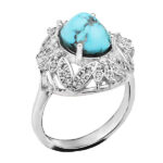 انگشتر فیروزه نیشابوری نقره زنانه طرح شکوهه