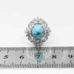 انگشتر فیروزه نیشابوری نقره زنانه طرح شکوهه - Image 2