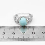 انگشتر فیروزه نیشابوری نقره زنانه طرح شهپر - Image 2