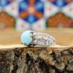 انگشتر فیروزه نیشابوری نقره زنانه طرح شهپر - Image 3