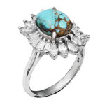 انگشتر فیروزه نیشابوری نقره زنانه طرح شهده