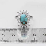 انگشتر فیروزه نیشابوری نقره زنانه طرح شهده - Image 2