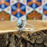 انگشتر فیروزه نیشابوری نقره زنانه طرح شهده - Image 3