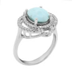 انگشتر فیروزه نیشابوری نقره زنانه طرح شعف