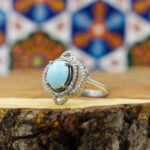 انگشتر فیروزه نیشابوری نقره زنانه طرح شعف - Image 3