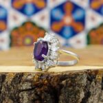 انگشتر آمیتیست الماس تراش نقره زنانه طرح آلانا - Image 3