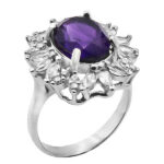 انگشتر آمیتیست الماس تراش نقره زنانه طرح آلانا