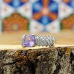 انگشتر آمیتیست الماس تراش نقره زنانه طرح فرح - Image 2